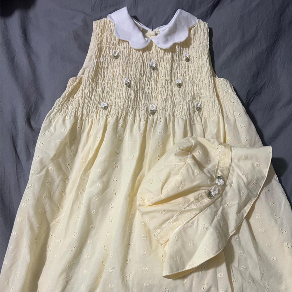 Adorable butter yellow Eyelet Kids Dress